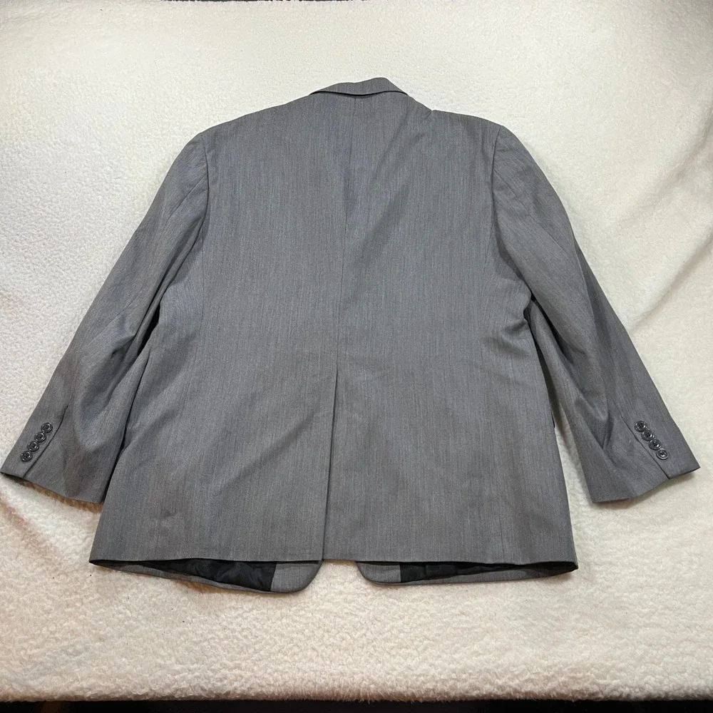 Haggar Suit Jacket Mens 46R Gray Suit Up System Herringbone Blazer 1004129